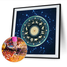 Load image into Gallery viewer, Zodiac Clock 40*40CM(Canvas) Full Round Drill Diamond Painting
