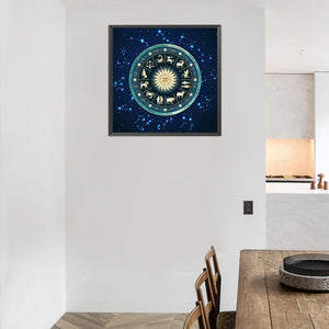 Zodiac Clock 40*40CM(Canvas) Full Round Drill Diamond Painting