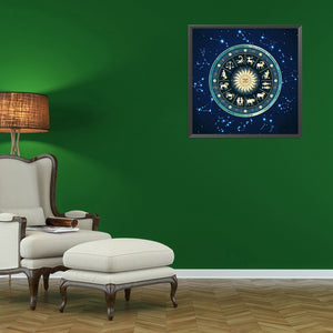 Zodiac Clock 40*40CM(Canvas) Full Round Drill Diamond Painting
