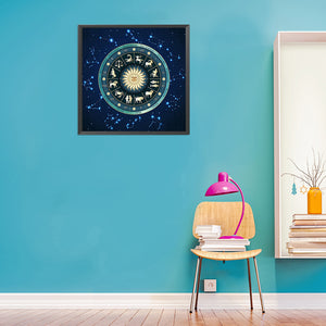 Zodiac Clock 40*40CM(Canvas) Full Round Drill Diamond Painting