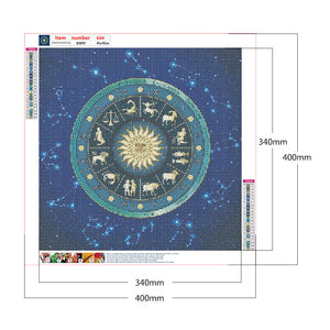 Zodiac Clock 40*40CM(Canvas) Full Round Drill Diamond Painting