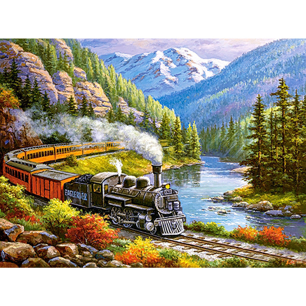 Train 60*50CM(Canvas) Full Round Drill Diamond Painting