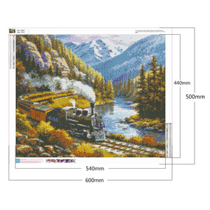 Train 60*50CM(Canvas) Full Round Drill Diamond Painting