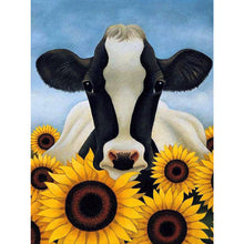 Load image into Gallery viewer, Sunflower Cow 30*40CM(Canvas) Full Round Drill Diamond Painting
