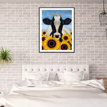 Load image into Gallery viewer, Sunflower Cow 30*40CM(Canvas) Full Round Drill Diamond Painting
