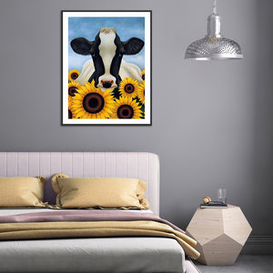 Sunflower Cow 30*40CM(Canvas) Full Round Drill Diamond Painting