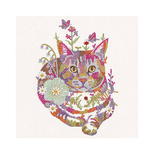 Cat With Flowers 30*30CM(Canvas) Partial Special Shaped Drill Diamond Painting
