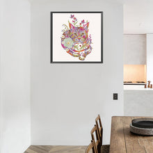 Load image into Gallery viewer, Cat With Flowers 30*30CM(Canvas) Partial Special Shaped Drill Diamond Painting

