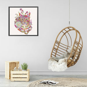 Cat With Flowers 30*30CM(Canvas) Partial Special Shaped Drill Diamond Painting
