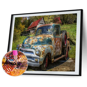 Old Jeep 60*50CM(Canvas) Full Round Drill Diamond Painting