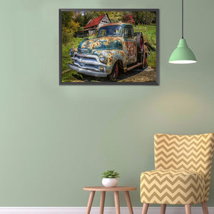 Old Jeep 60*50CM(Canvas) Full Round Drill Diamond Painting