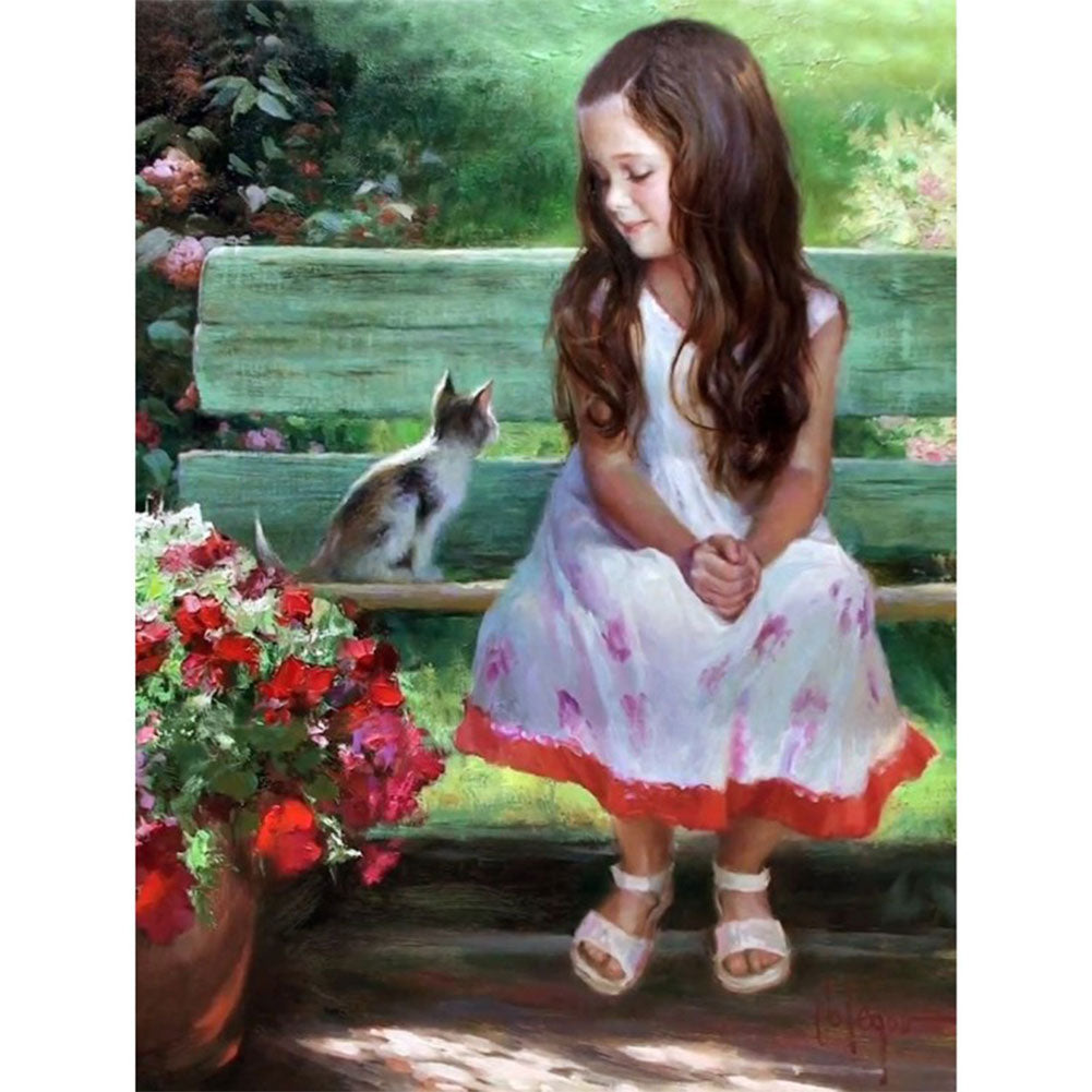 Girl In The Garden 30*40CM(Canvas) Full Round Drill Diamond Painting