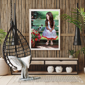 Girl In The Garden 30*40CM(Canvas) Full Round Drill Diamond Painting