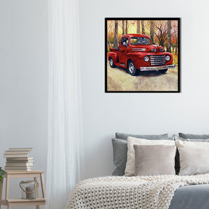 Little Red Car 50*50CM(Canvas) Full Round Drill Diamond Painting