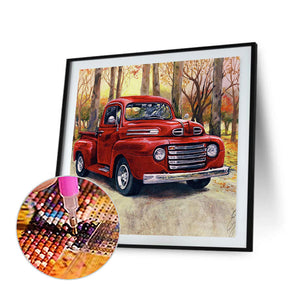 Little Red Car 50*50CM(Canvas) Full Round Drill Diamond Painting