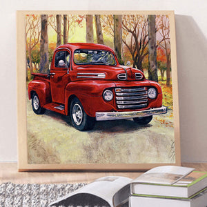 Little Red Car 50*50CM(Canvas) Full Round Drill Diamond Painting