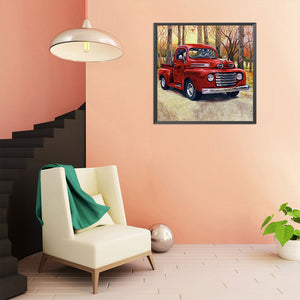 Little Red Car 50*50CM(Canvas) Full Round Drill Diamond Painting