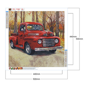 Little Red Car 50*50CM(Canvas) Full Round Drill Diamond Painting