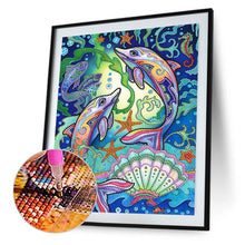 Load image into Gallery viewer, Dolphin 30*40CM(Canvas) Partial Special Shaped Drill Diamond Painting
