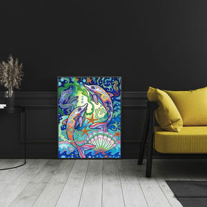 Dolphin 30*40CM(Canvas) Partial Special Shaped Drill Diamond Painting
