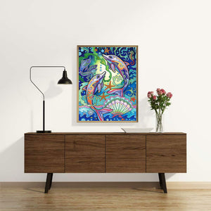 Dolphin 30*40CM(Canvas) Partial Special Shaped Drill Diamond Painting