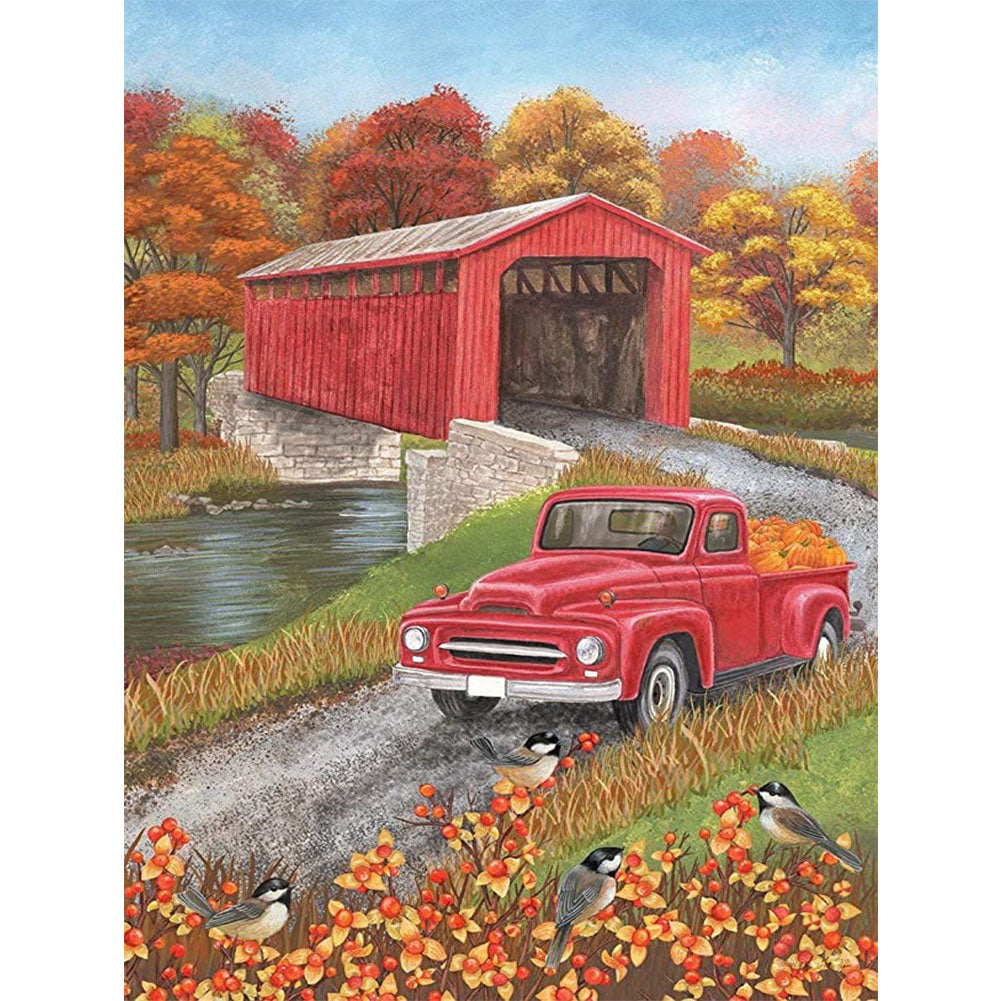 Red Car 30*40CM(Canvas) Full Round Drill Diamond Painting