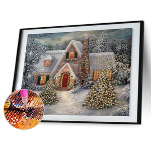 Snow Cabin 70*50CM(Canvas) Full Square Drill Diamond Painting