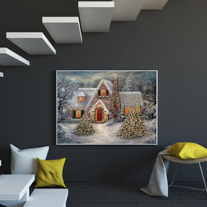 Snow Cabin 70*50CM(Canvas) Full Square Drill Diamond Painting