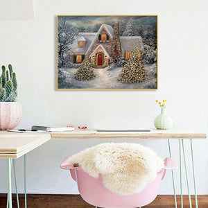 Snow Cabin 70*50CM(Canvas) Full Square Drill Diamond Painting