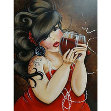 Load image into Gallery viewer, Plump Woman Drinking Red Wine 30*40CM(Canvas) Full Round Drill Diamond Painting

