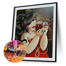 Load image into Gallery viewer, Plump Woman Drinking Red Wine 30*40CM(Canvas) Full Round Drill Diamond Painting
