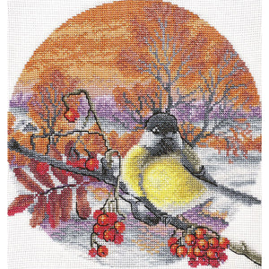 Yishu - Yellow-Bellied Tit - 50*53CM 11CT 3 Counted Cross Stitch