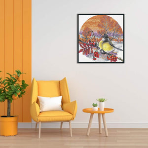 Yishu - Yellow-Bellied Tit - 50*53CM 11CT 3 Counted Cross Stitch
