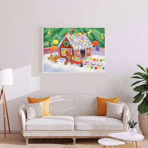 Christmas Candy House 40*30CM(Canvas) Full Round Drill Diamond Painting