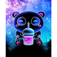 Load image into Gallery viewer, DIY - Silhouette - Panda Drinking A Drink - 40*50CM 11CT 3 Stamped Cross Stitch
