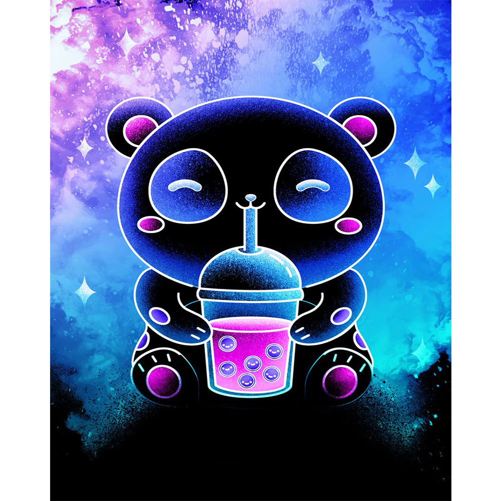 DIY - Silhouette - Panda Drinking A Drink - 40*50CM 11CT 3 Stamped Cross Stitch