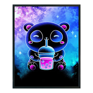 DIY - Silhouette - Panda Drinking A Drink - 40*50CM 11CT 3 Stamped Cross Stitch