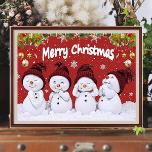 Christmas Snowman 40*30CM(Canvas) Full Round Drill Diamond Painting