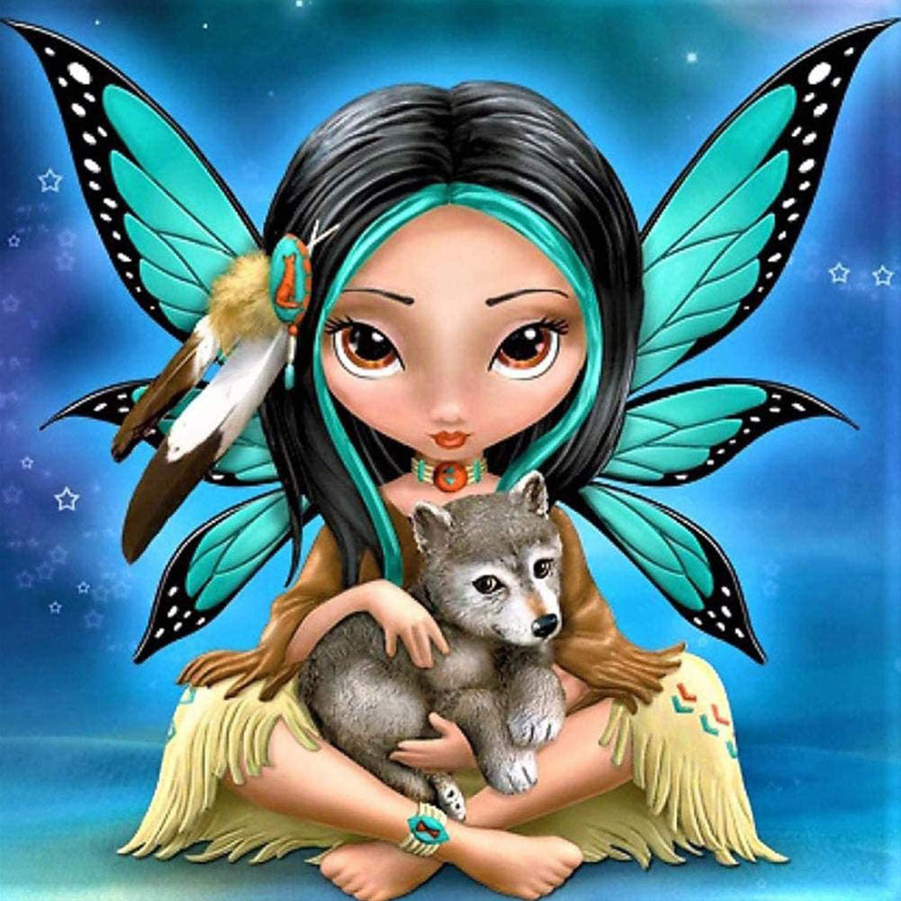 Big-Eyed Doll Holding A Wolf 50*50CM(Picture) Full Square Drill Diamond Painting