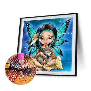 Big-Eyed Doll Holding A Wolf 50*50CM(Picture) Full Square Drill Diamond Painting