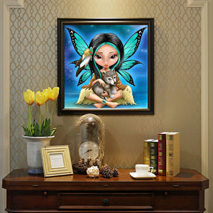 Big-Eyed Doll Holding A Wolf 50*50CM(Picture) Full Square Drill Diamond Painting