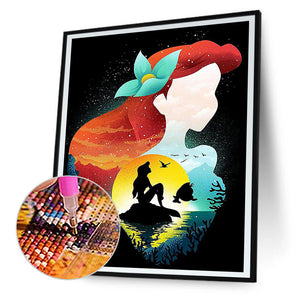 Mermaid Princess Ariel Silhouette 40*50CM(Canvas) Full Square Drill Diamond Painting