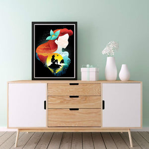 Mermaid Princess Ariel Silhouette 40*50CM(Canvas) Full Square Drill Diamond Painting