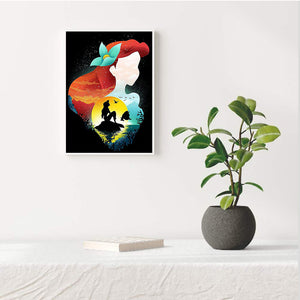 Mermaid Princess Ariel Silhouette 40*50CM(Canvas) Full Square Drill Diamond Painting
