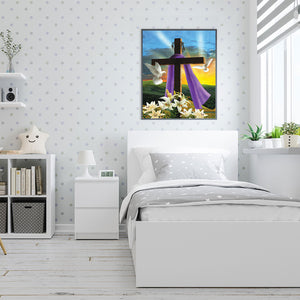 Lily Cross Dove Of Peace 40*50CM(Canvas) Full Round Drill Diamond Painting