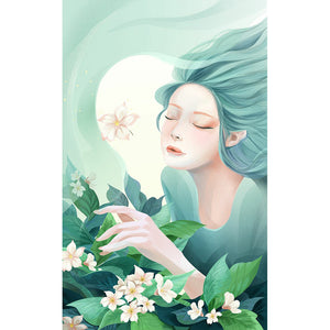 Girl With Green Hair 50*80CM(Canvas) Full Round Drill Diamond Painting
