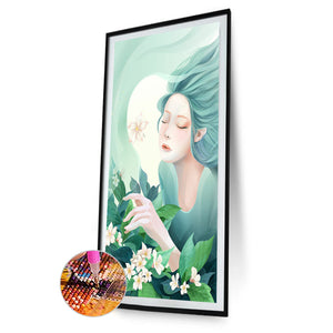 Girl With Green Hair 50*80CM(Canvas) Full Round Drill Diamond Painting