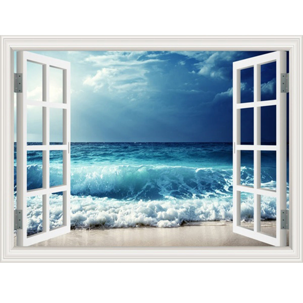 Sea In The Window 50*40CM(Canvas) Full Round Drill Diamond Painting