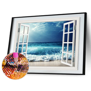 Sea In The Window 50*40CM(Canvas) Full Round Drill Diamond Painting