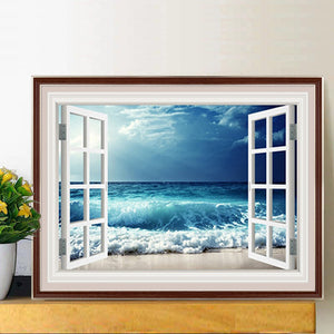Sea In The Window 50*40CM(Canvas) Full Round Drill Diamond Painting